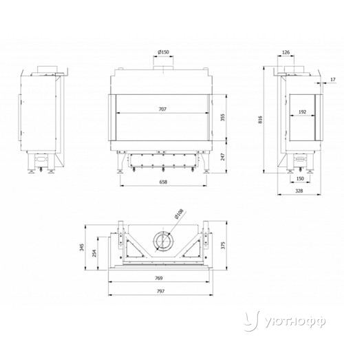 Газовая топка Kratki LEO/L/70/G20 с пультом ДУ Газовая топка Kratki LEO/L/70/G20 с пультом ДУ