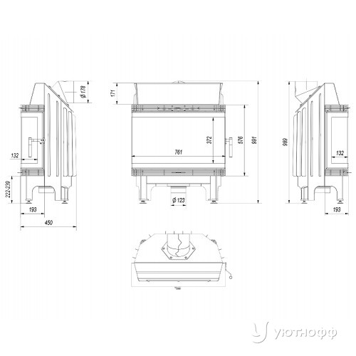 Каминная топка из стали Blanka 670 / 570 / L / BS Каминная топка из стали Blanka 670 / 570 / L / BS