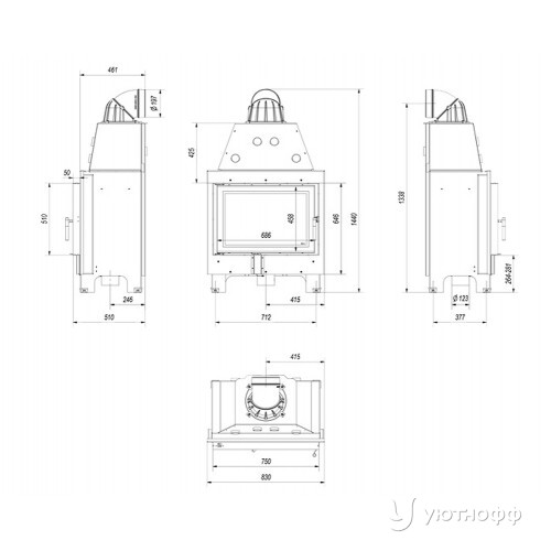 Каминная топка из стали MBO 15 PF Каминная топка из стали MBO 15 PF