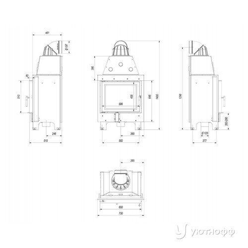 Каминная топка из стали MBZ 13 PF Каминная топка из стали MBZ 13 PF