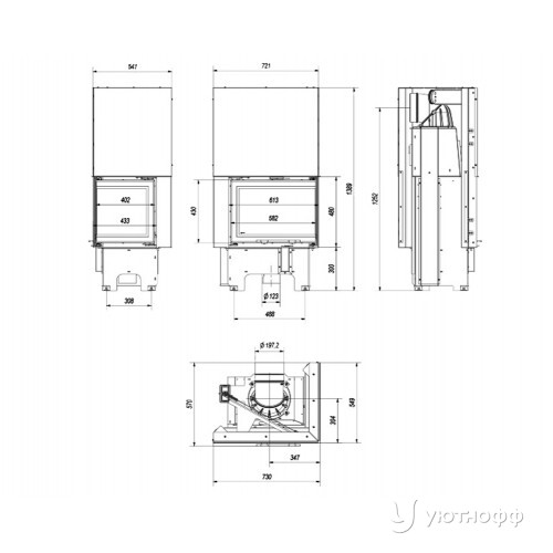 Каминная топка из стали VNP 610 / 430 правый угол Каминная топка из стали VNP 610 / 430 правый угол