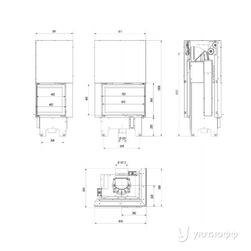 Каминная топка из стали VNP 700 / 480 правый угол Каминная топка из стали VNP 700 / 480 правый угол