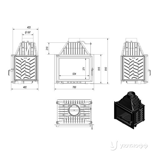 Топка каминная Zuzia 700 15 кВт чугун Топка каминная Zuzia 700 15 кВт чугун
