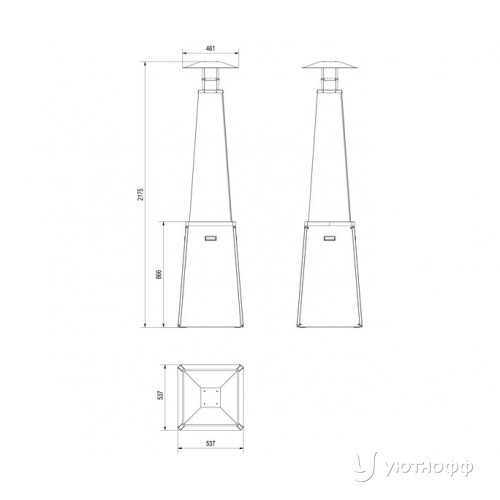 Обогреватель на газу Kratki UMBRELLA/BS/C/G31/37MBAR/S/ZE - без стоек, черный, с газовым оборудованием Обогреватель на газу Kratki UMBRELLA/BS/C/G31/37MBAR/S/ZE - без стоек, черный, с газовым оборудованием