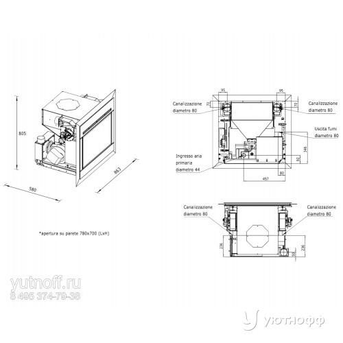 Пеллетный камин Eolo Air BL Can 12 Пеллетный камин Eolo Air BL Can 12