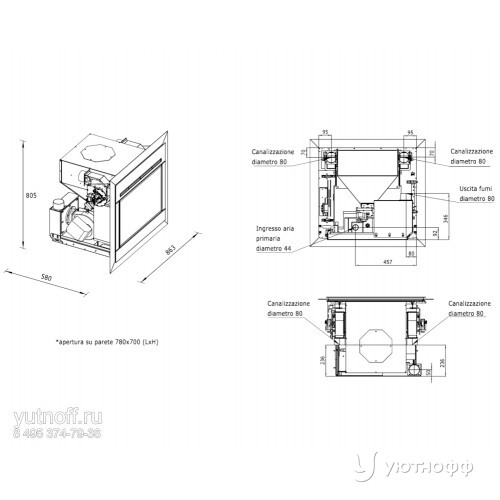 Пеллетный камин Eolo Air Can 12 Пеллетный камин Eolo Air Can 12