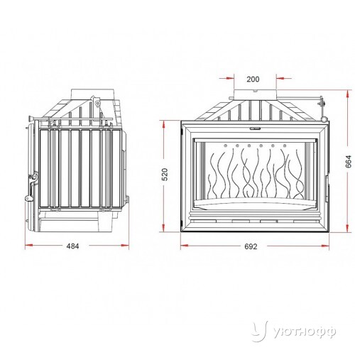 Чугунная каминная топка LK 700 (13 кВт)