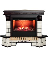Угловой каминокомплект Стоун 3D (портал Stone Corner R 26 AO + очаг 3D Helios 26)