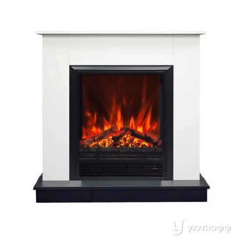 Электрокамин Асти СТД белый с очагом Юджин