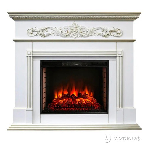 Электрокамин Бетховен 26 белый дуб с очагом Epsilon 26 