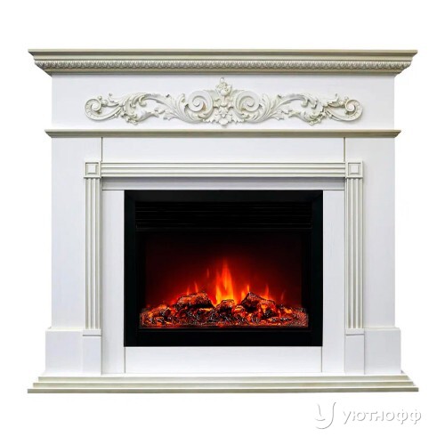 Электрокамин Бетховен 26 белый дуб с очагом Moonblaze Deluxe