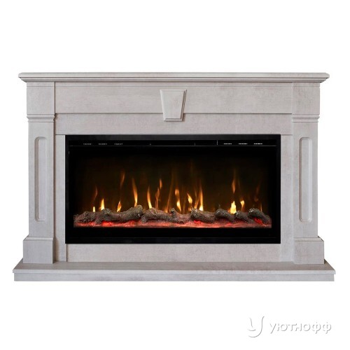Электрокамин Келли белый камень с очагом Safita 36