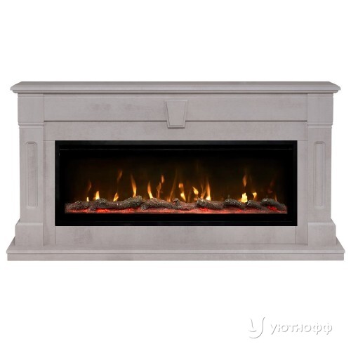 Электрокамин Келли белый камень с очагом Safita 50
