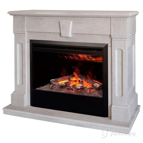 Электрокамин Келли серый с очагом 3D Гелиос 26