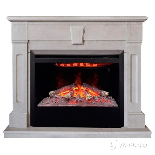 Электрокамин Келли серый с очагом 3D Гелиос 26