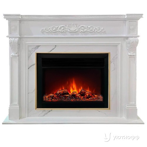 Электрокамин Моцарт 26 белый с очагом Moonblaze Deluxe