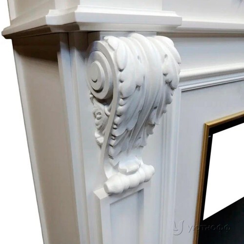 Электрокамин Моцарт в белом цвете с очагом Кассета 630М