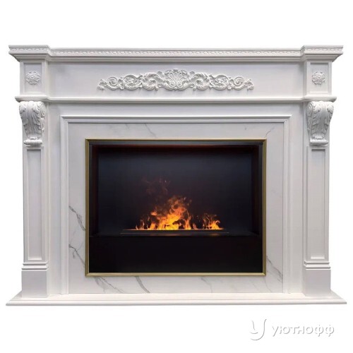 Электрокамин Моцарт в белом цвете с очагом Кассета 630М