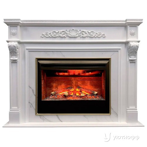 Электрокамин Моцарт3D 26 WT с очагом 3D Гелиос 26