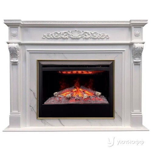 Электрокамин Моцарт3D 26 WT с очагом 3D Гелиос 26