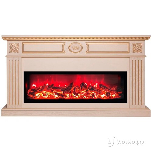 Электрокамин Сиена белый дуб с очагом Беверли 1000 МС