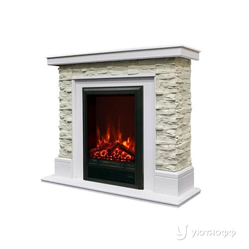 Электрокамин Аризона СТД белый с очагом Юджин на выбор