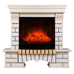 Каминокомплект Кантри 25.5 белый (портал RealFlame Country WT + очаг Sparta / Evrika 25.5 LED)