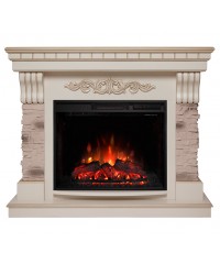 Каминокомплект Марсель 25.5 белый дуб (портал Marseilles 25.5 WT-619G + очаг Sparta, Evrika)