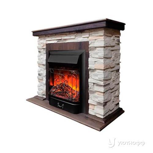 Электрокамин Норд СТД орех с очагом Маджестик на выбор