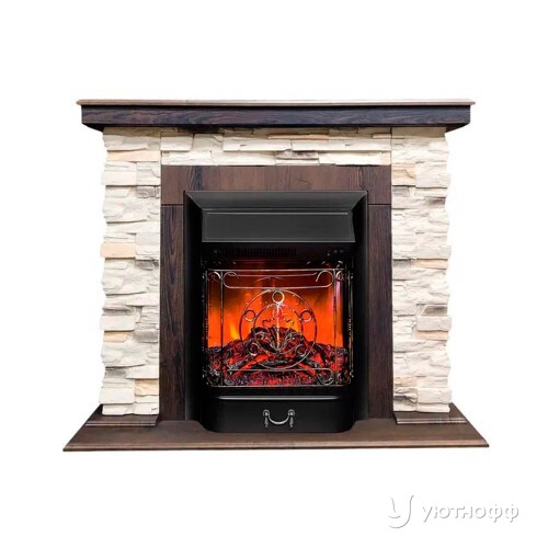 Электрокамин Норд СТД орех с очагом Маджестик на выбор