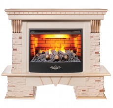 Каминокомплект Соренто 3Д белый дуб (портал Sorento 25.5 WT-619B + очаг 3D Firestar 25.5)