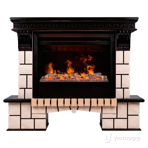 Электрокамин Стоун 3Д античный дуб с очагом 3Д Гелиос 26