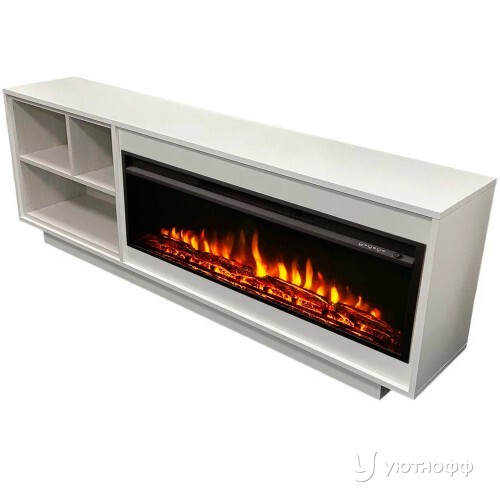 Тумба-камин Марго 36 белый с очагом Flash 36