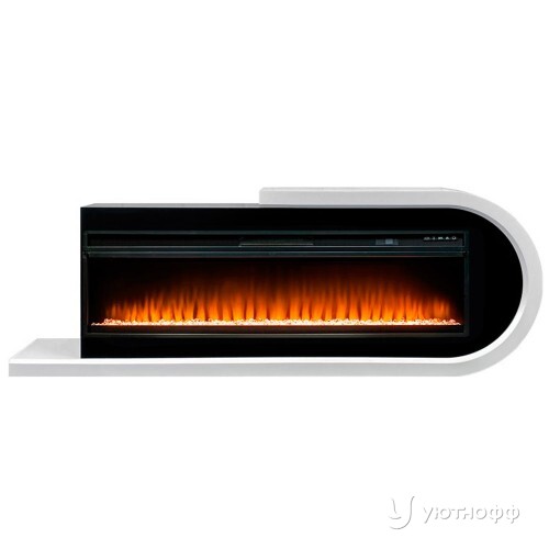Электрокамин линейный Базель белый с очагом Vision 60