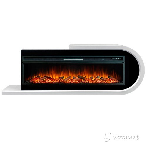 Электрокамин линейный Базель белый с очагом Vision 60