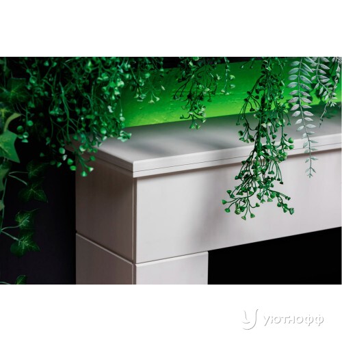 Камин линейный Берген белый с черным c очагом Вижен 60