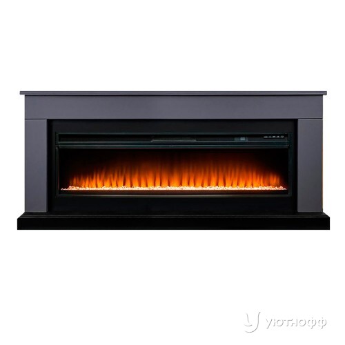 Камин линейный Берген серый графит c очагом Вижен 60