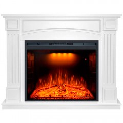 Каминокомплект Бостон белый (портал Boston + широкий очаг Emerald 28)