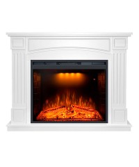 Каминокомплект Бостон белый (портал Boston + широкий очаг Emerald 28)