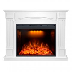 Каминокомплект Бостон белый (портал Boston + широкий очаг Emerald 28)