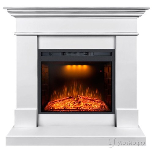 Электрокамин Калифорния 23 белый с очагом Emerald 23