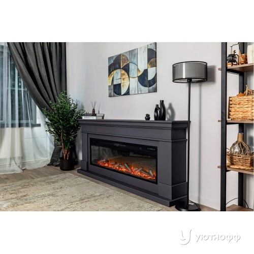Камин линейный Калифорния графит с очагом Вижен 60