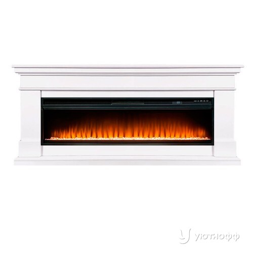 Камин линейный Калифорния белый с очагом Вижен 60