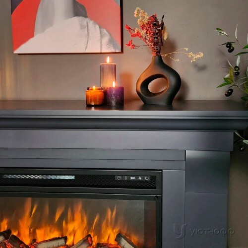 Камин линейный Монако 42 серый графит с очагом Вижен 42