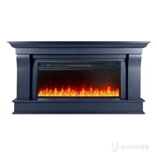 Камин линейный Монако 42 серый графит с очагом Вижен 42