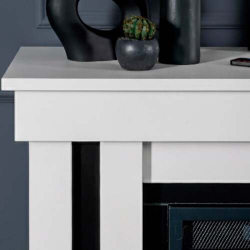 Камин линейный Космо 60 бьянко белый с очагом Вижен 60