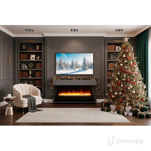 Электрокамин линейный Куб 36 графит с очагом Астра 36