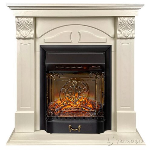 Электрокамин Дублин слоновая кость с очагом Фобос или Маджестик  Электрокамин Дублин слоновая кость с очагом Фобос или Маджестик