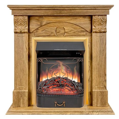 Электрокамин Дублин натуральный дуб с очагом Фобос или Маджестик  Электрокамин Дублин натуральный дуб с очагом Фобос или Маджестик