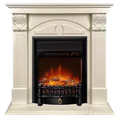 Электрокамин Дублин слоновая кость с очагом Фобос или Маджестик  Электрокамин Дублин слоновая кость с очагом Фобос или Маджестик